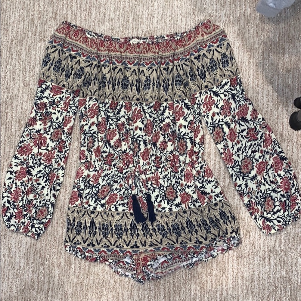 Patterned Off The Shoulder Romper - image 1